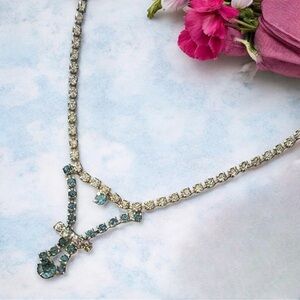 Vintage Silver Crystal Rhinestone Petite Necklace